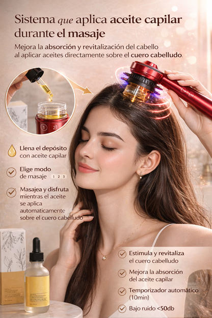 Cepillo Masajeador Capilar LED 3 en 1